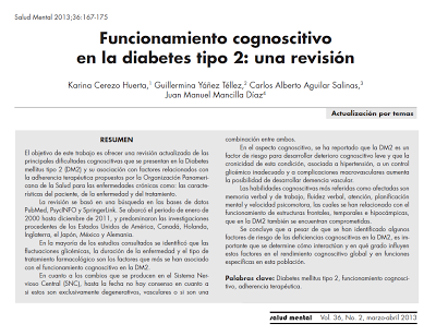 Funcionamiento cognoscitivo en Diabetes Tipo 2 - Cerezo y col.