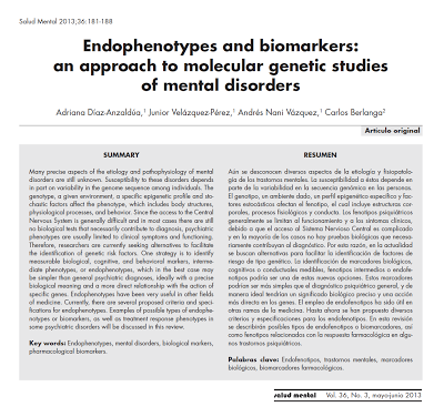 Endofenotipos y Biomarcadores: Acercamiento a los estudios genético-moleculares de trastornos mentales - Díaz-Anzaldúa y col.