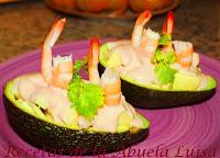 ENSALADA DE AGUACATES CON LANGOSTINOS Y MANZANA
