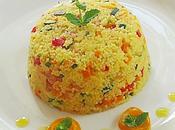 Cous-cous naranja verduras aceite hierbabuena” (microondas)