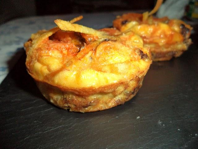 Minitortillas de Morcilla y Chips de Patata