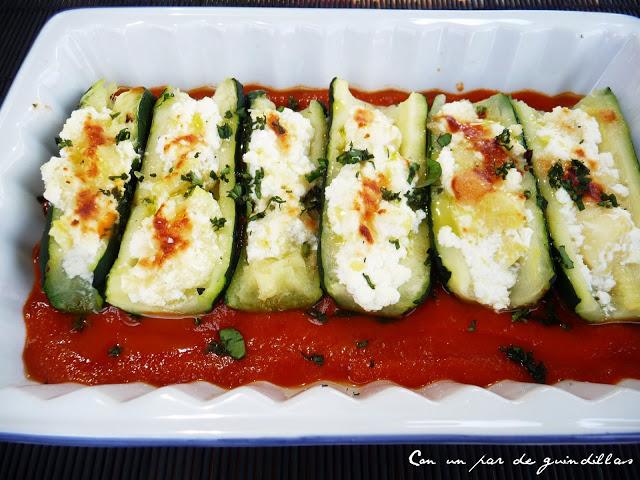 Calabacines con requesón