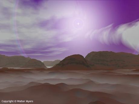 Verano de planeta enano Plutón como se ve desde la superficie de Plutón - Ilustración del arte del espacio, los objetos de Kuiper; plutoides, los objetos transneptunianos