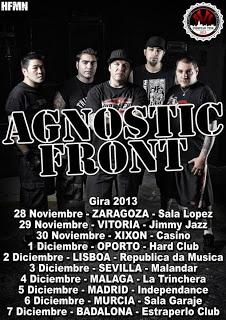 Gira española de Agnostic Front en otoño