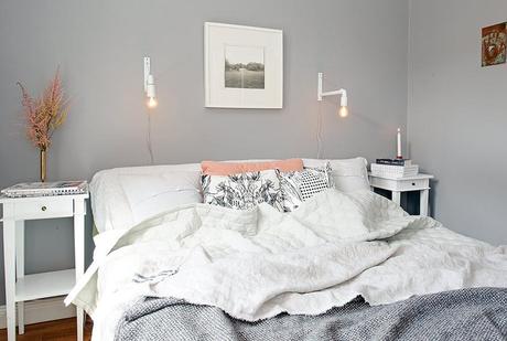 Dormitorio estilo nórdico, scandinavian
