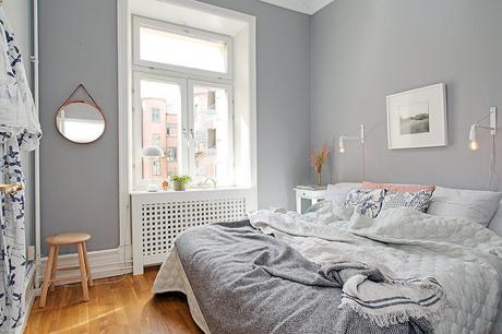 Dormitorio estilo nórdico, scandinavian