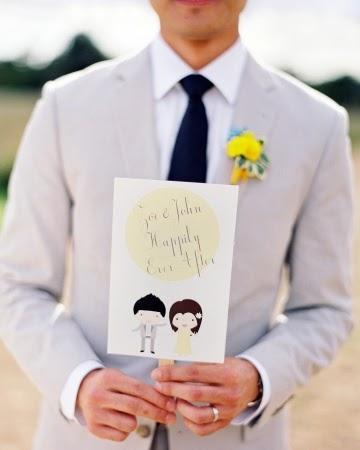 Programa con ilustración de los novios Programa de boda