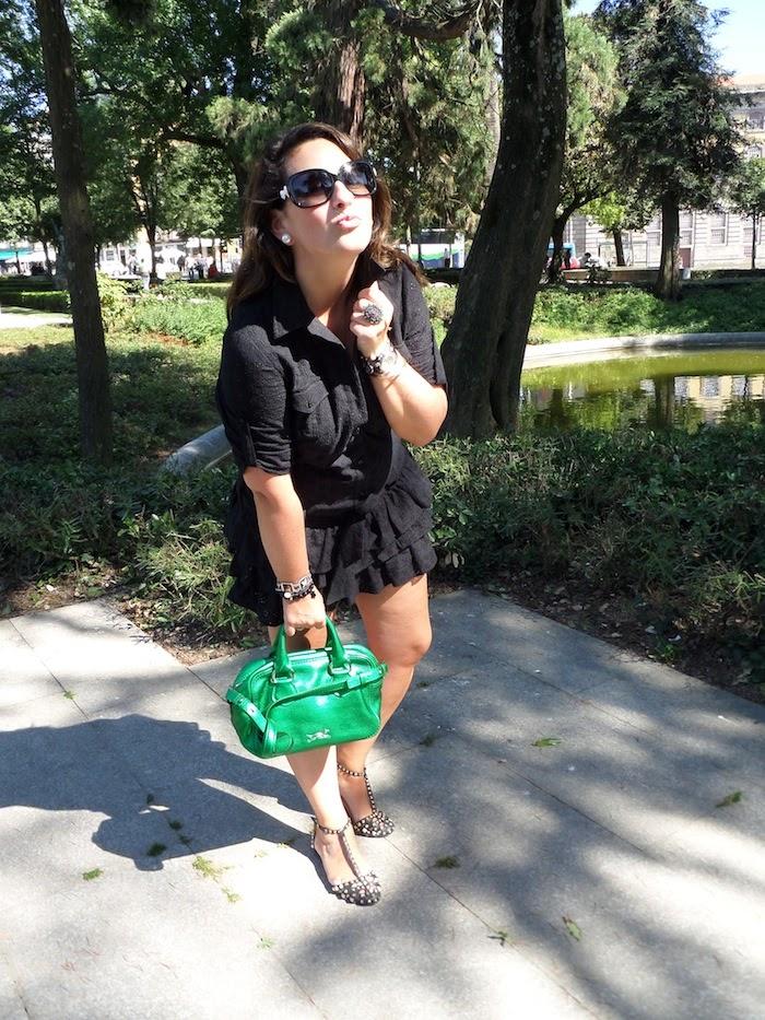 Black dress with ruffles