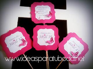 Carteles Número para Bodas y Bengalas con Tarjeta Instrucciones