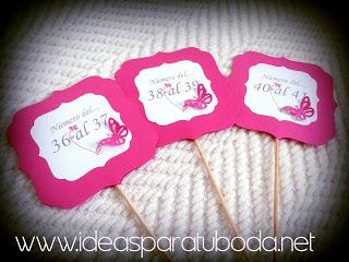 Carteles Número para Bodas y Bengalas con Tarjeta Instrucciones