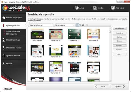 Creación de sitios web totalmente personalizados con WebSite X5® Pantalla WebSite X5 - Plantillas