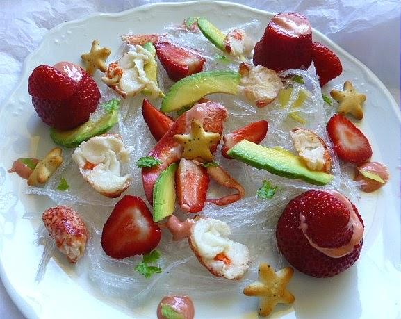 Agar- Agar, Bogavante y Fresas con su Alioli