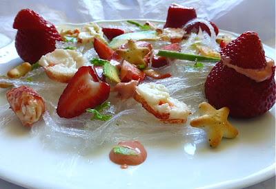 Agar- Agar, Bogavante y Fresas con su Alioli