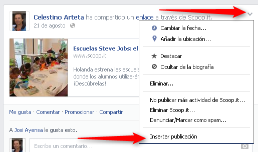Probando la inserción de entradas de Facebook en un blog