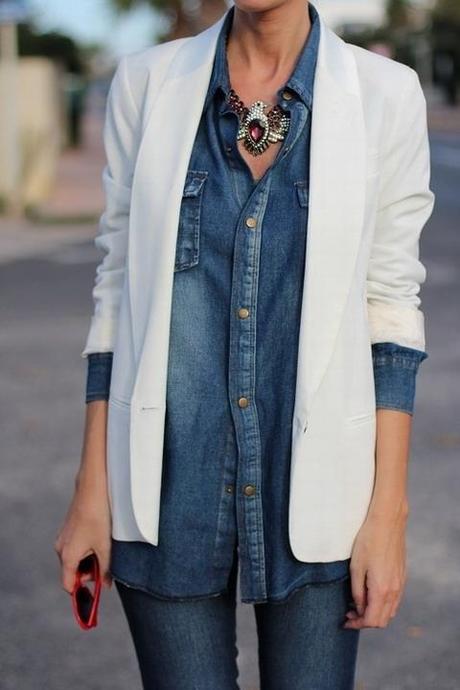 Moda tendencia: Como combinar la blazer o americana blanca Moda. Inspiración. Como combinar blazer o americana blanca