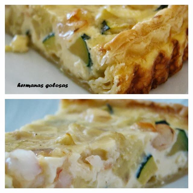 QUICHE HOJALDRADA DE CALABACIN Y GAMBAS