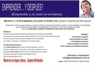 Taller Emprender y… despues? Flyer Emprender