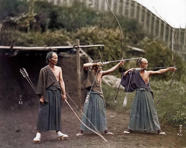 arqueros kyudoka japoneses 1860 Fotos históricas a color (coloreadas con photoshop)
