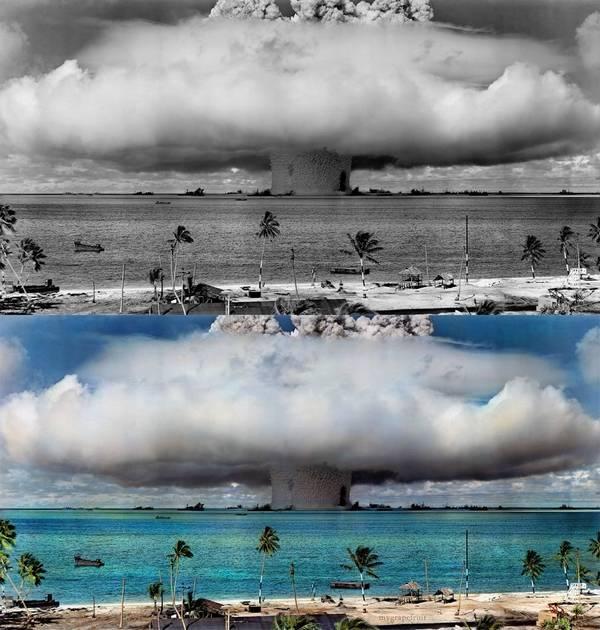 explosion atomica Bikini color Fotos históricas a color (coloreadas con photoshop)