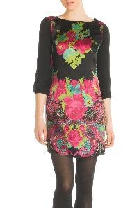 DERHY.COM Vestido de cuello barco, seda estampada - Vestido Liberte | Derhy