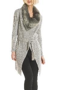 DERHY.COM Cardigan largo con cuello de piel - Chaqueta Talon | Derhy