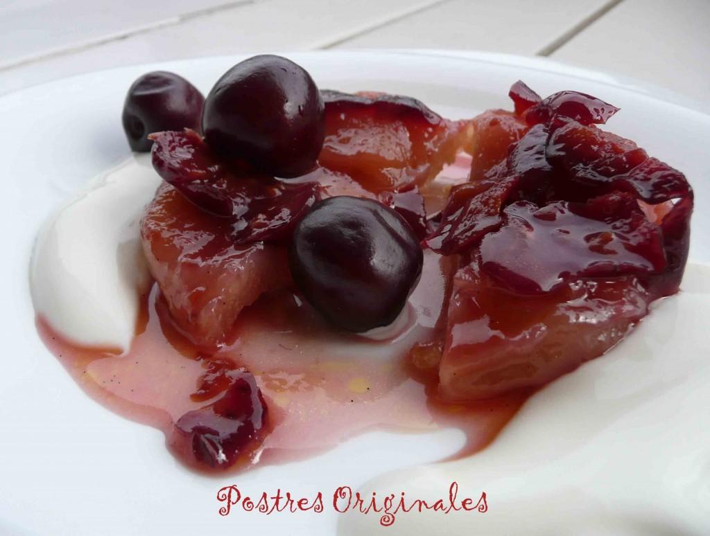 Vaya postre tan sencillo y sabroso con unos simple ingredientes Tartin de Cereza y manzana.. Tarta tatin de cerezas y manzana 4 1024x774 Tarta Tatin de cerezas y manzana