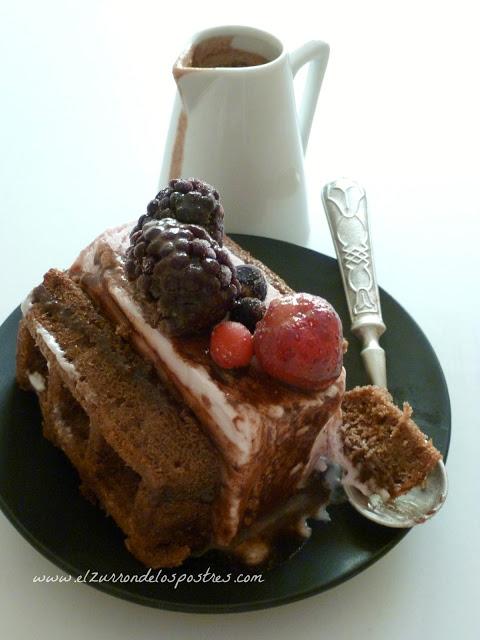 Pastel Helado con Gofres de Chocolate