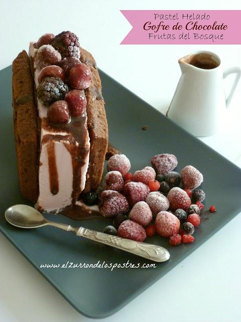 Pastel Helado con Gofres de Chocolate