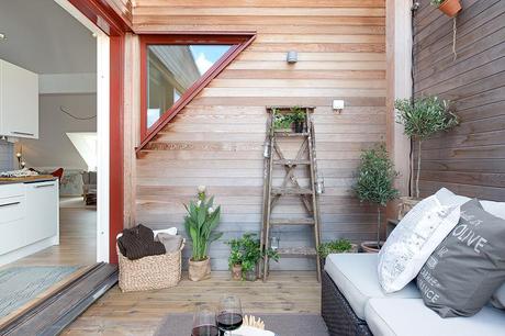Terraza urbana, madera, estilo nórdico