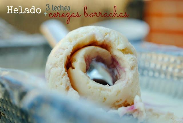 Helado de tres leches y cerezas borrachas [sin heladera]