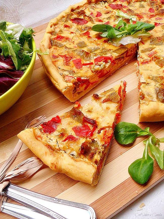 Quiché de pimientos y requesón