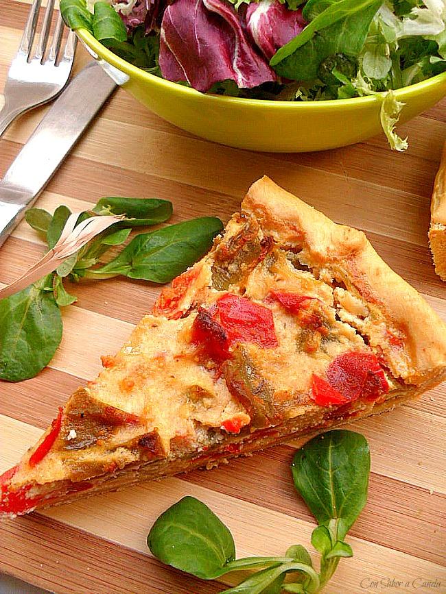 Quiché de pimientos y requesón