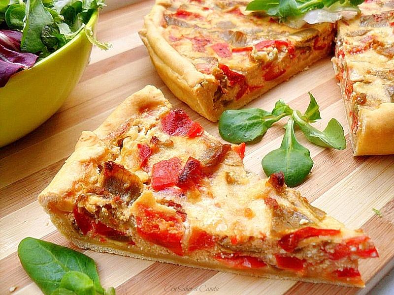 Quiché de pimientos y requesón