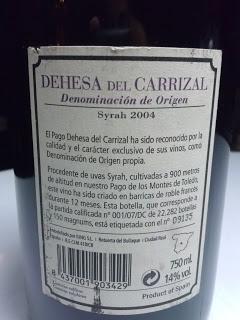 DEHESA DEL CARRIZAL SYRAH 2004, la espera mereció la pena.