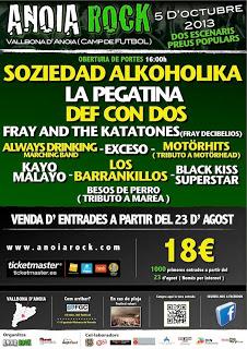 Soziedad Alkoholika, La Pegatina y Def Con Dos lideran el Anoia Rock 2013