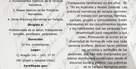 [Barcelona, España] Curso-Taller “Introducción a la Terapia Narrativa” (II Edición)