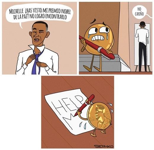 OBAMA: ¿MICHELLE, HAS VISTO MI PREMIO NOBEL DE LA PAZ? HUMOR