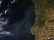 Imagen satélite (31.08.2013) pluma humo incendios forestales Portugal