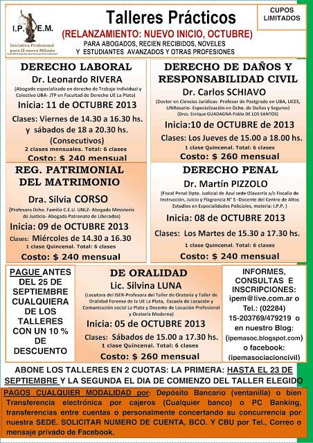 RE-LANZAMIENTO DE LOS TALLERES PRACTICOS: OCTUBRE/2013
