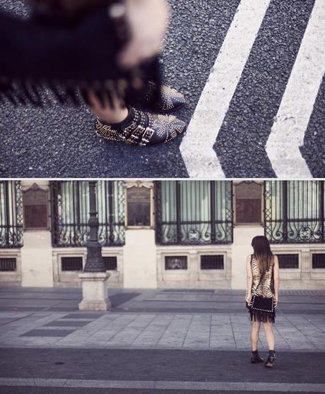 street style print and black barbara crespo mango choies madrid outfit