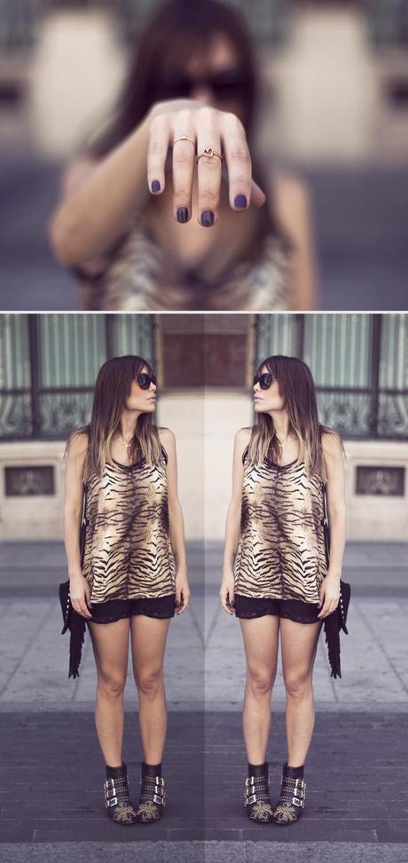 street style print and black barbara crespo mango choies madrid outfit