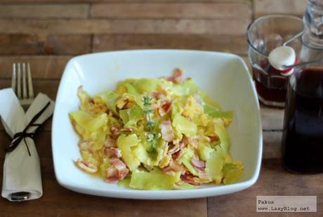 Calabacines a la carbonara. Receta sin gluten ni lactosa