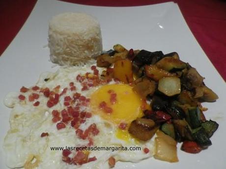 huevo jamón y Huevos con jamón y pisto