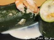 Calabacines rellenos champiñones langostinos