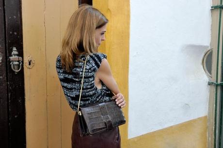 FALDA TUBO DE PIEL Y JERSEY