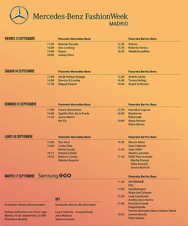 Madrid Fashion Schedule septiembre 2013