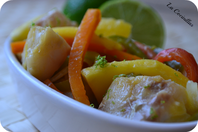 Bacalao salteado con mango y lima