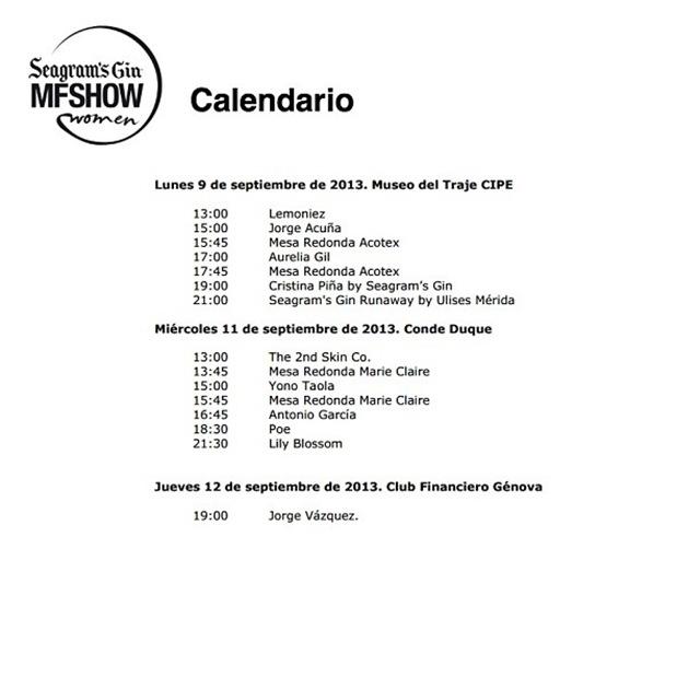 calendario MFShow