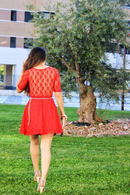 Red lace dress