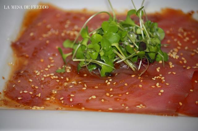 Noche de Carpaccios.  Carpaccios de Atún y Salmón.